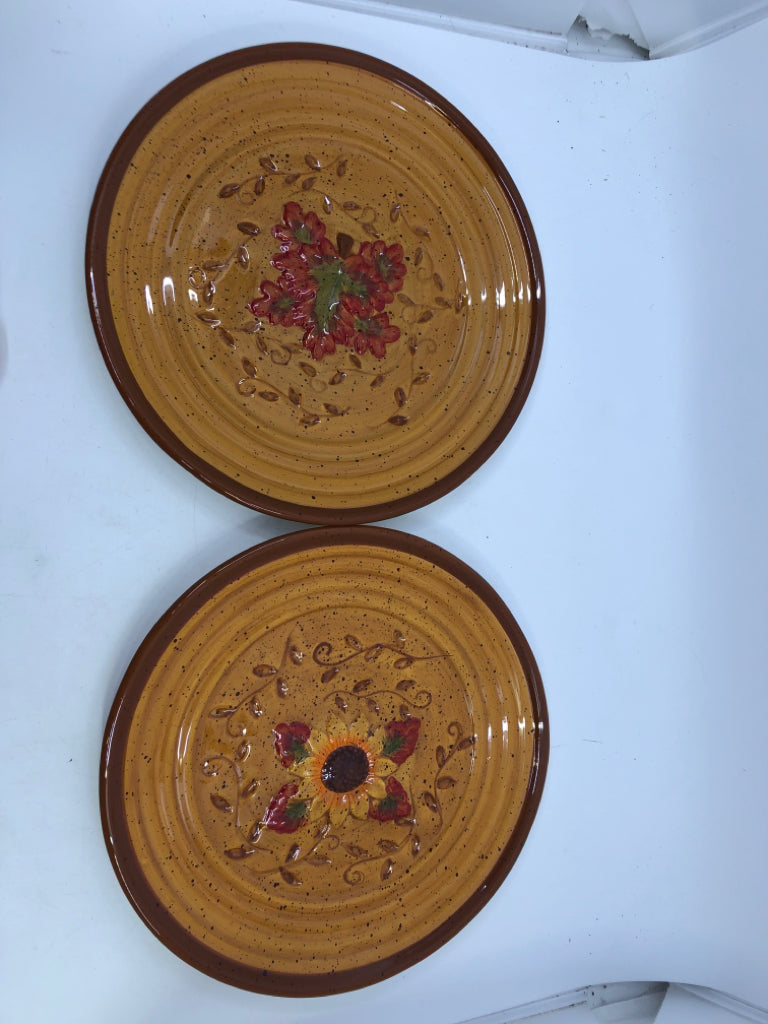 2 EMBOSSED FLORAL SERVING PLATES.