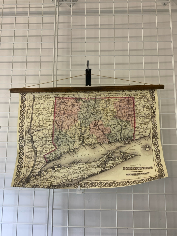 MAP OF CONNECTICUT WALL HANGING.