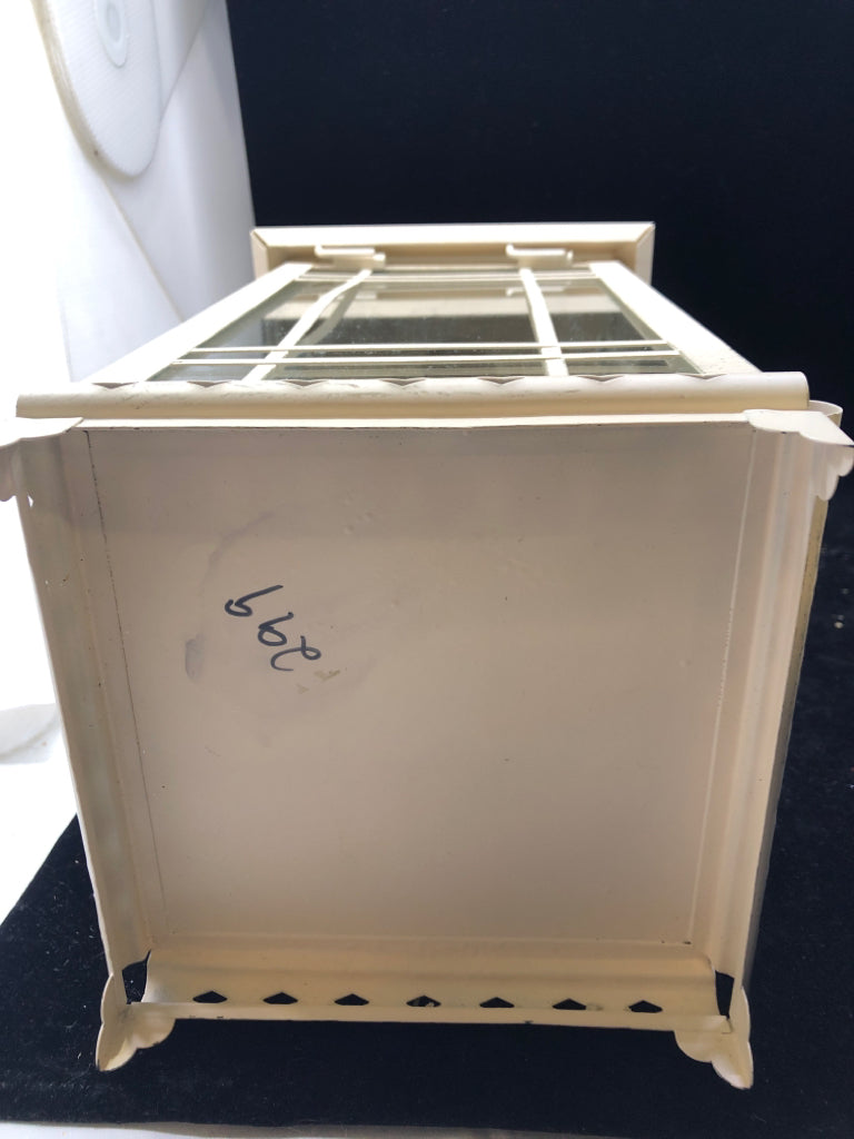 CREAM DISTRESSED LANTERN GLASS PANES.