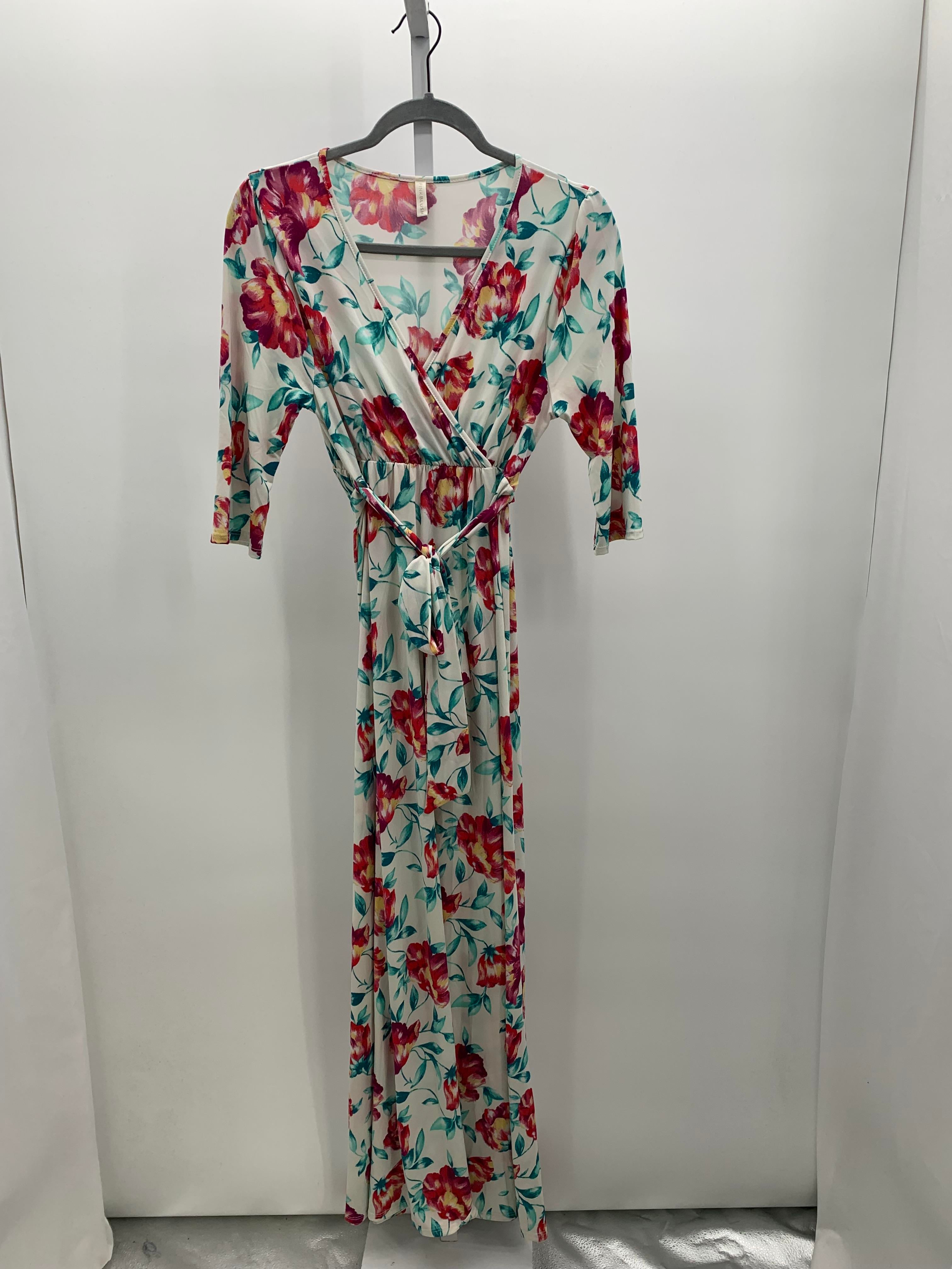 Pink Blush Floral Size Large Maternity Long Sleeve Dress