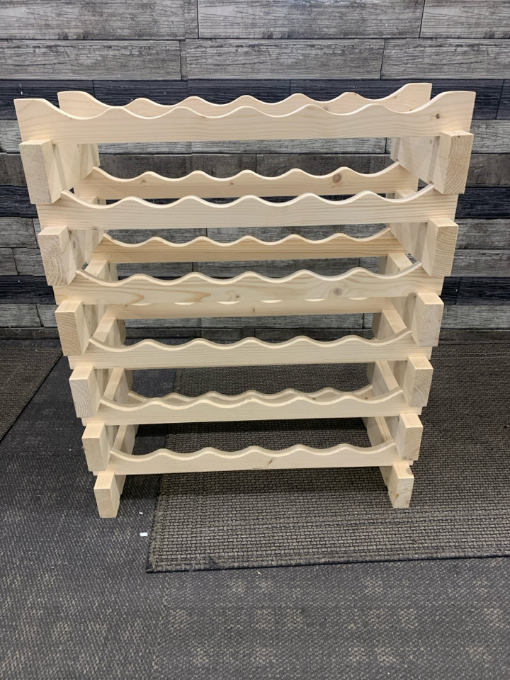 3PC LIGHT WOOD WINE RACK.