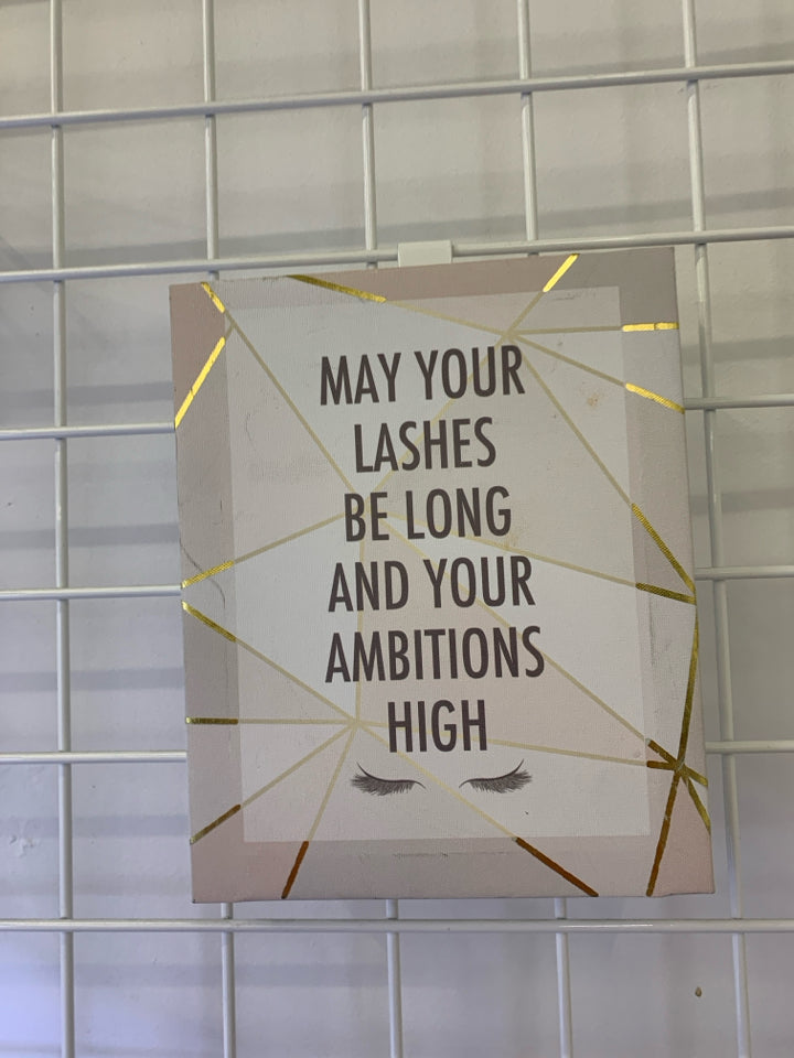 "MAY YOUR LASHES" CANVAS WALL ART.