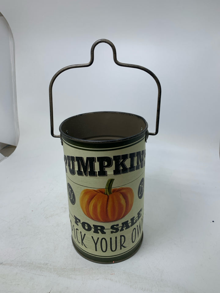 CYLINDER PUMPKINS 25 CENTS METAL BUCKET.