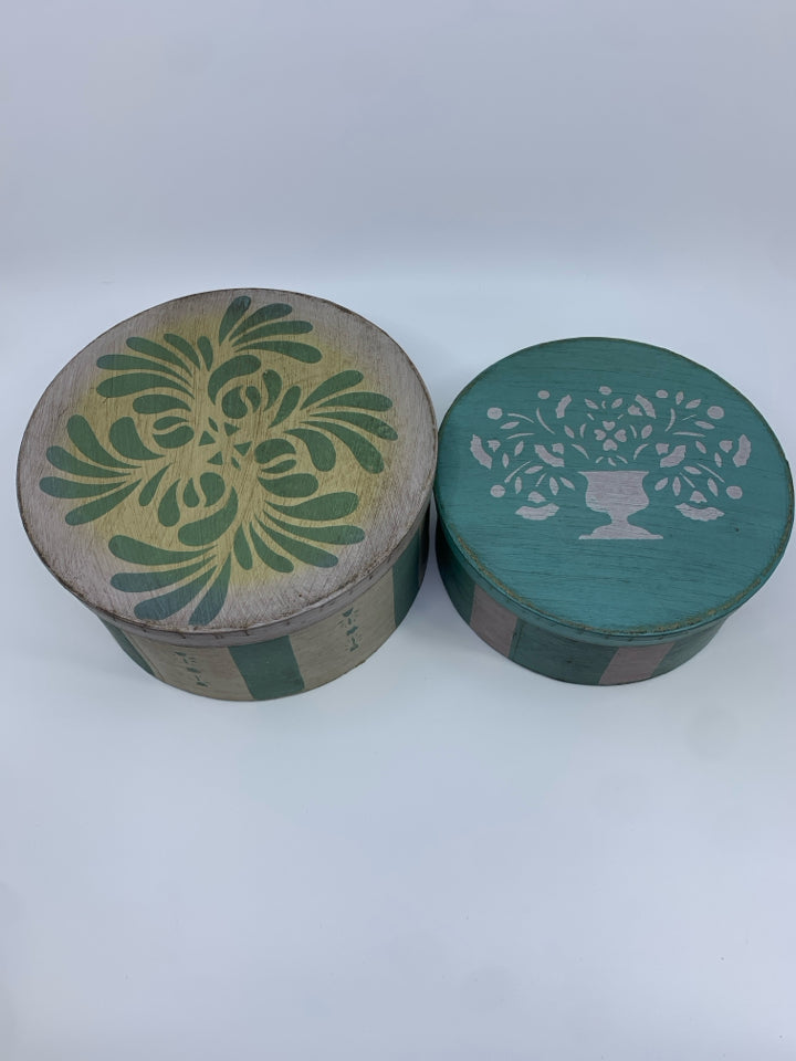 2 BLUE/ GREY PAINTED BOXES.