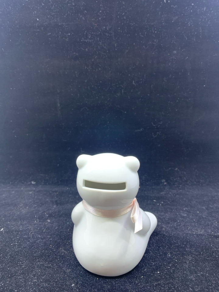 WHITE SMALL BEAR PIGGY BANK.