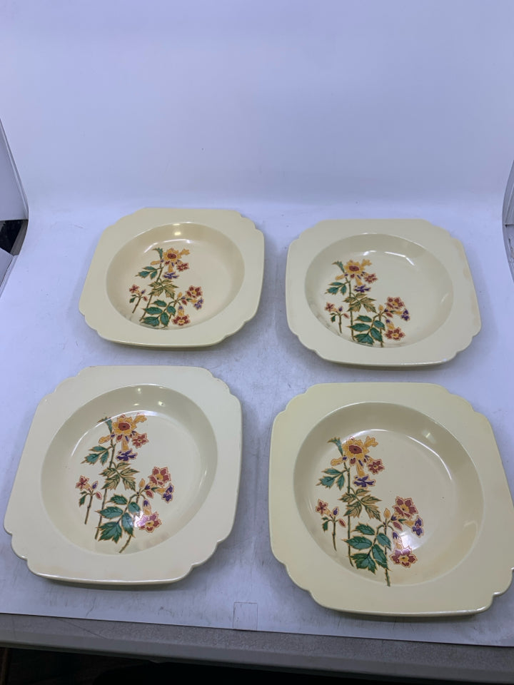 4 VTG COLUMBINE CENTURY SHAPED SHALLOW BOWLS.