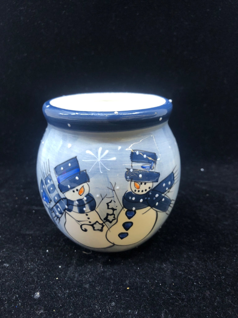 NEW SNOWMAN FILLED CANDLE JAR.