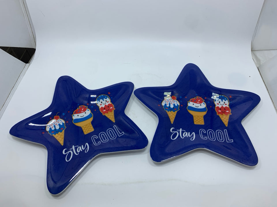2 STAR SHAPED MELAMINE PLATES.
