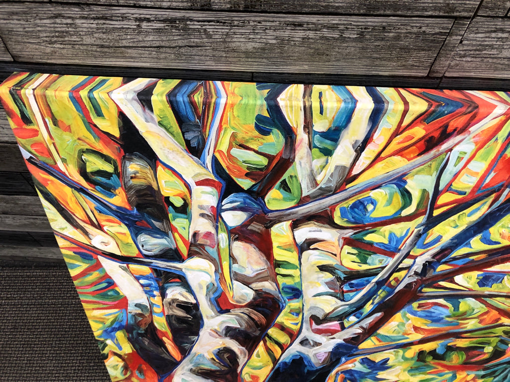 COLORFUL ABSTRACT BRANCHES ON CANVAS.