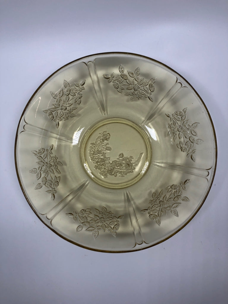 VTG YELLOW DEPRESSION GLASS BOWL.