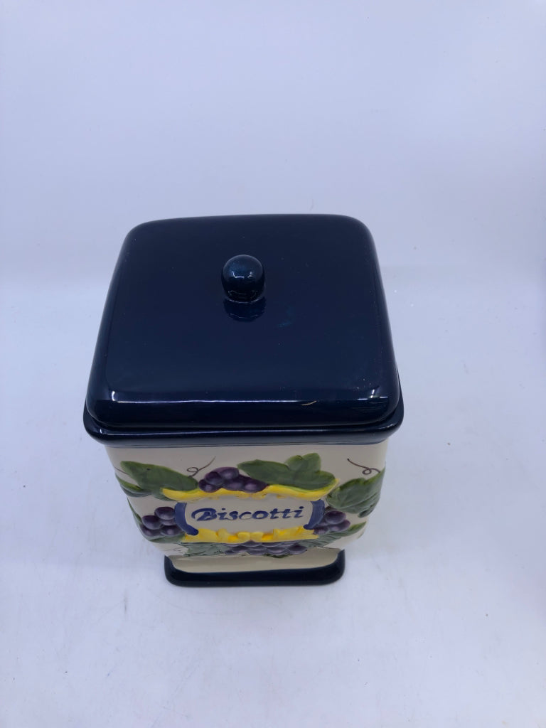 BISCOTTI EMBOSSED COOKIE JAR.