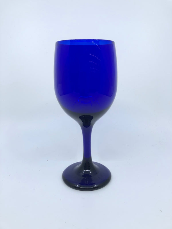 4 COBALT BLUE WINE GLASSES.