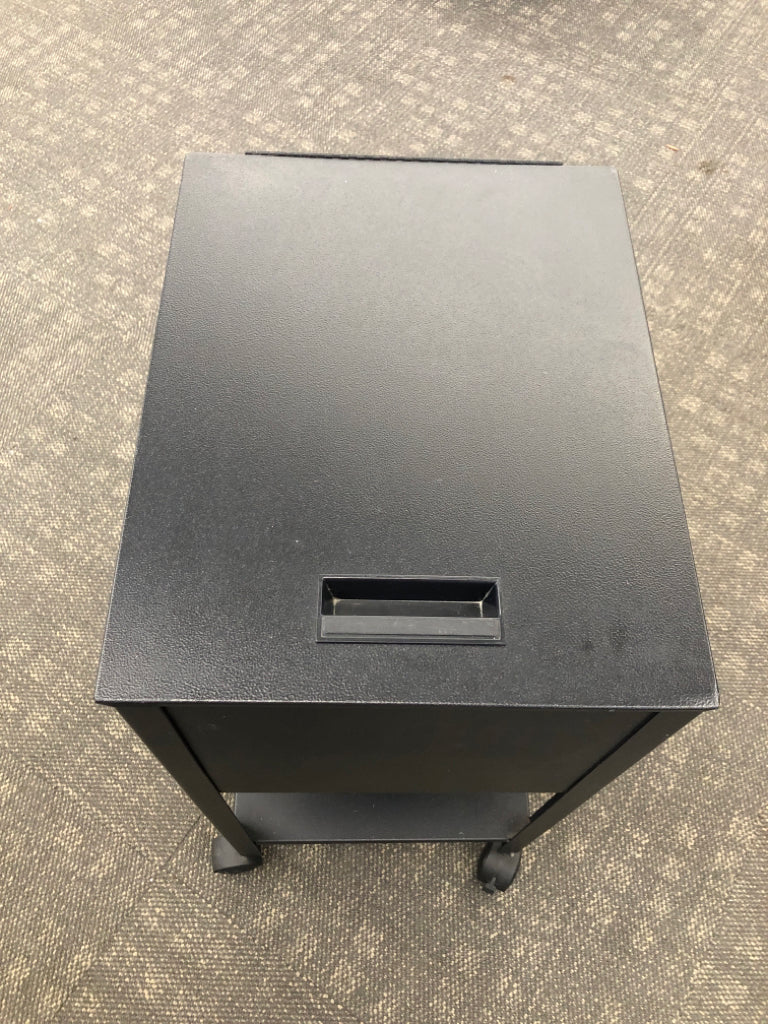 BLACK SAFCO METAL FILE CABINET.