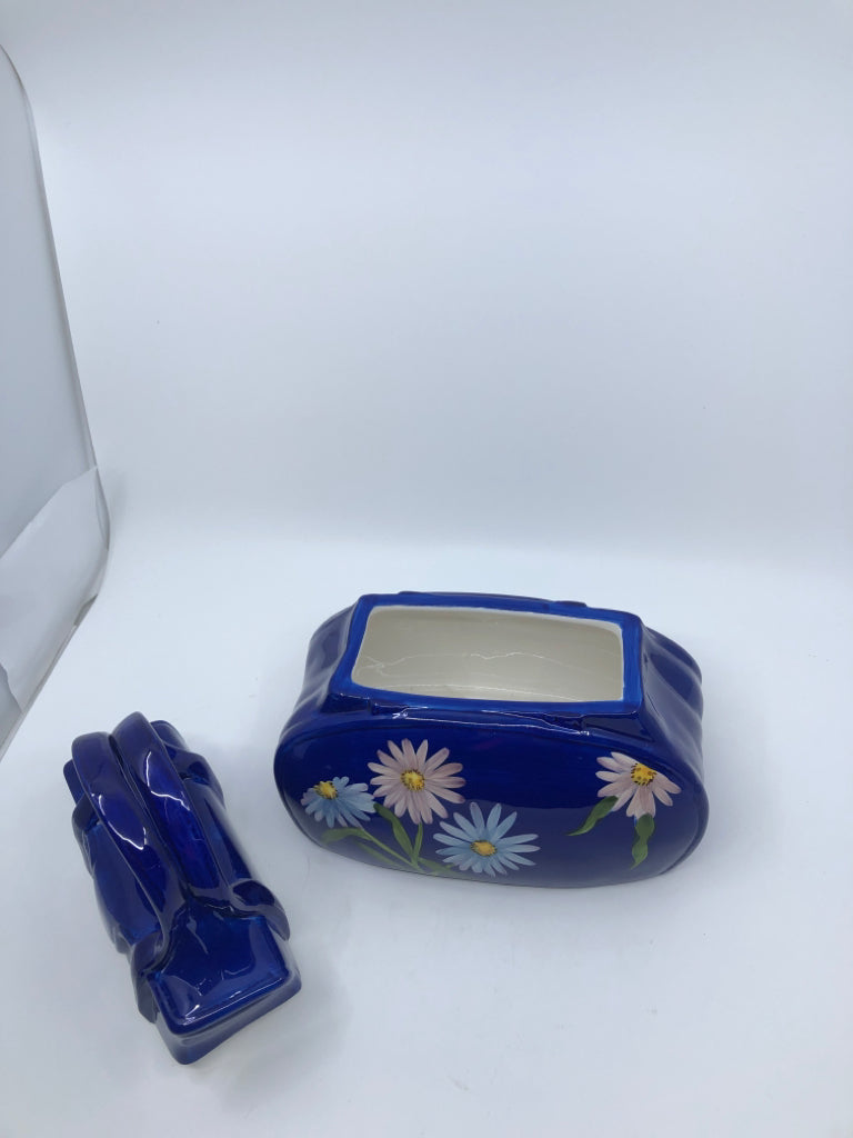 CERAMIC FLORAL PURSE SHAPE COOKIE JAR