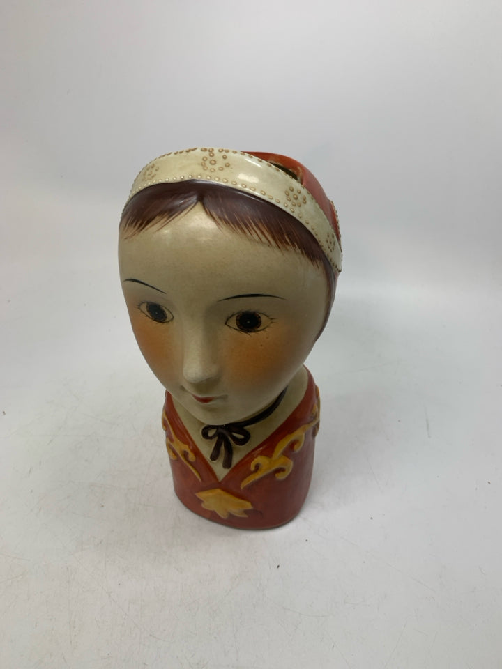 VTG FOLK ART LADY HEAD.