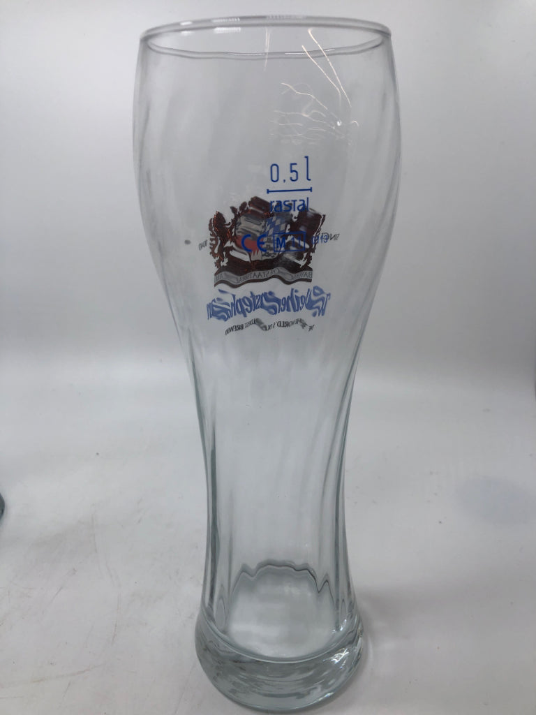 5 WEIHENSTEPHAN GLASS BEER GLASSES.