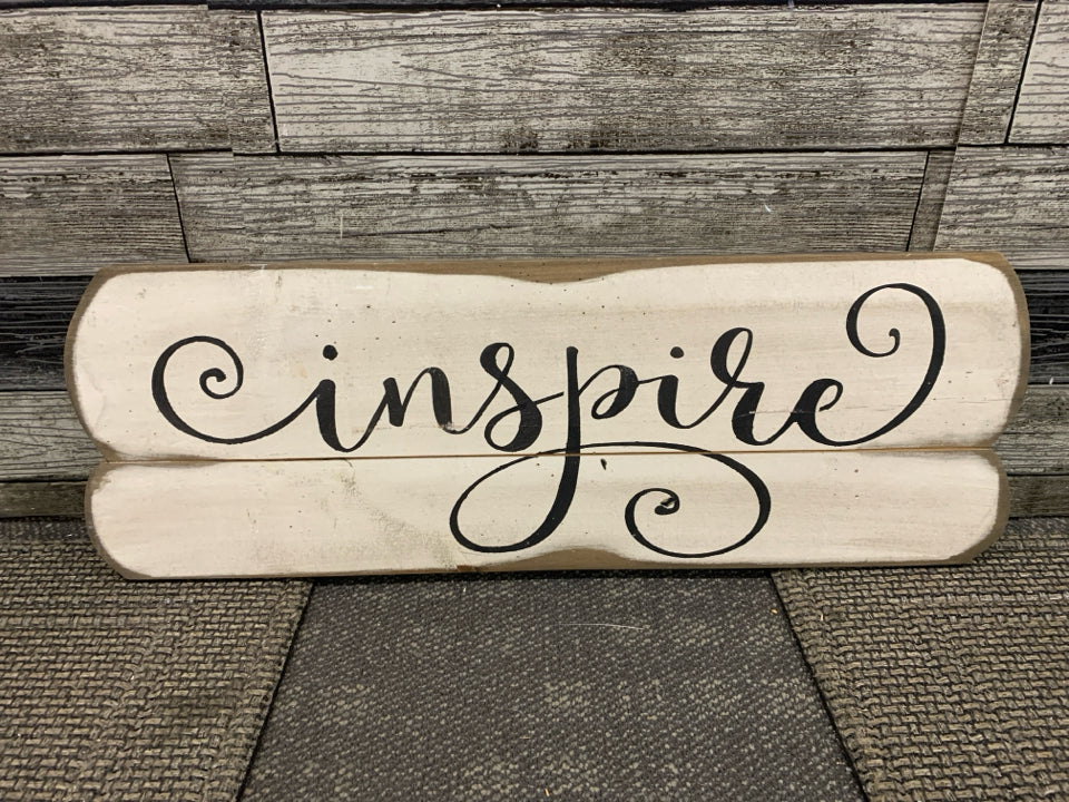 INSPIRE WOOD SIGN.