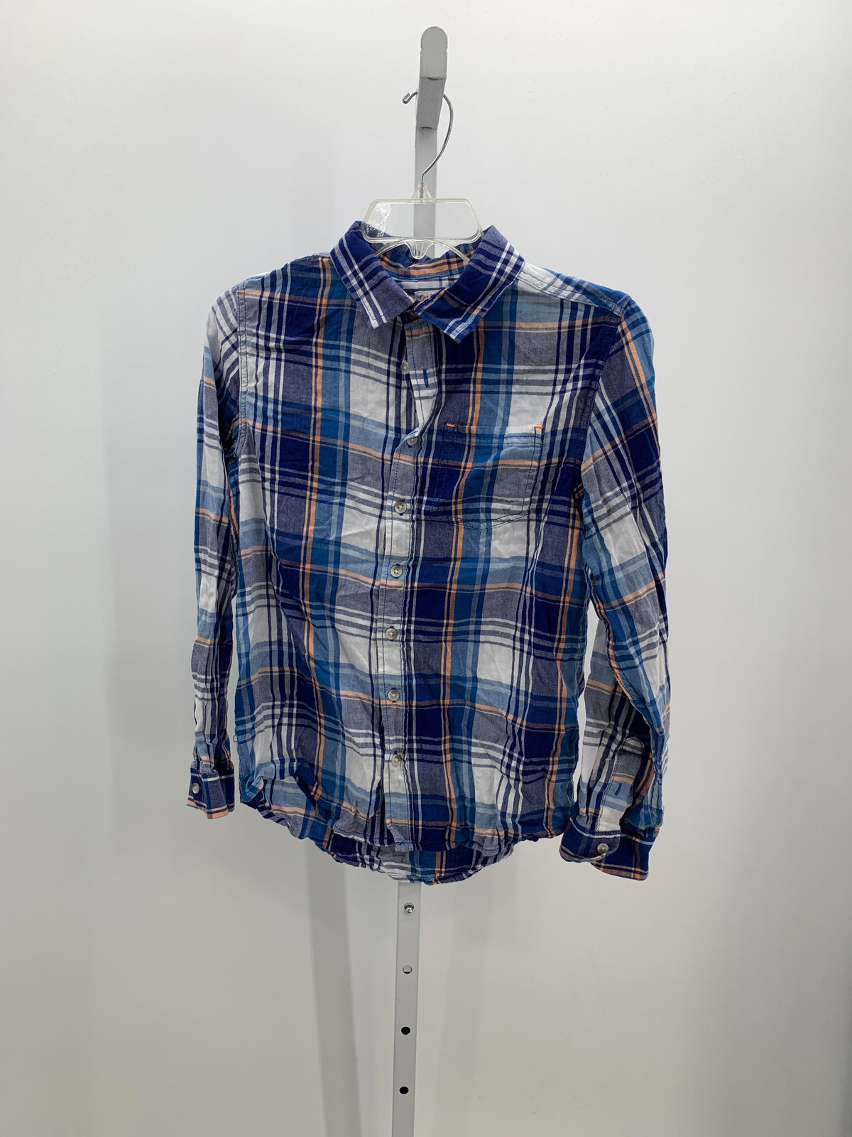 PEACH PLAID BTN DOWN