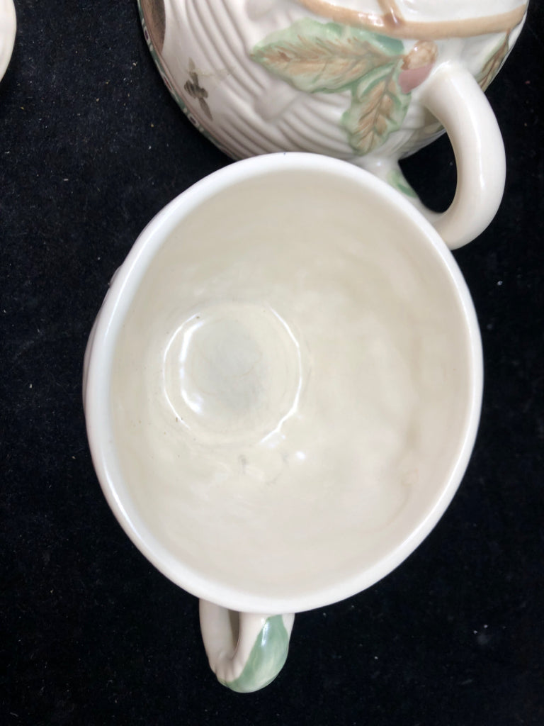 TEA FOR ONE -POT + CUP BEE HIVE BASKET WEAVE.