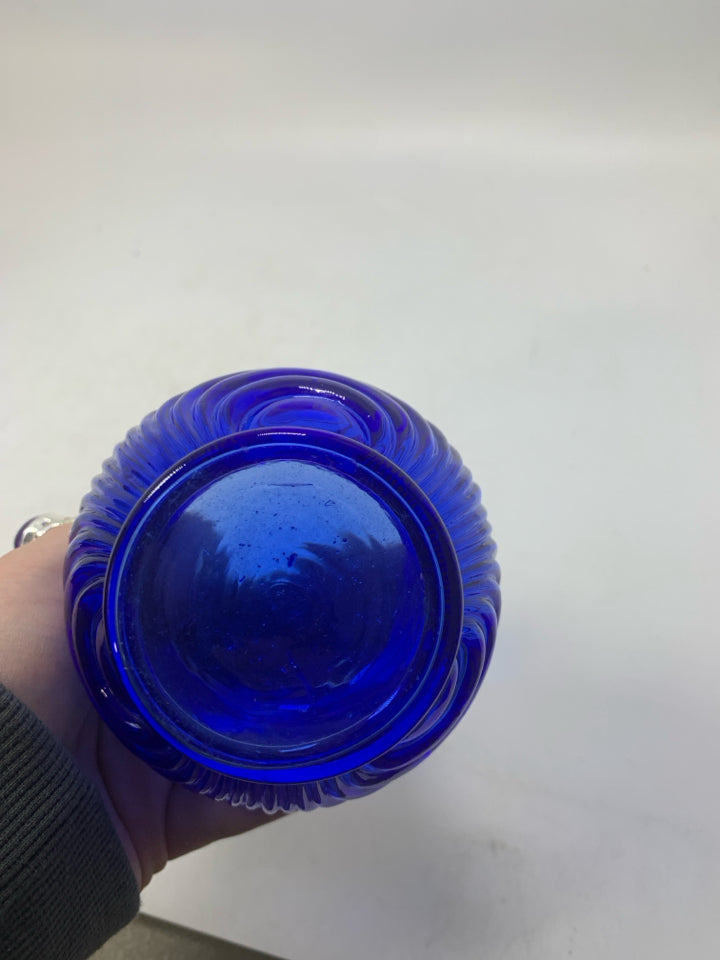 COBALT BLUE TEXTURED VASE.