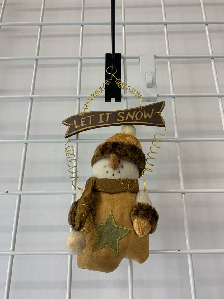 LET IT SNOW BROWN PLUSH SNOWMAN.