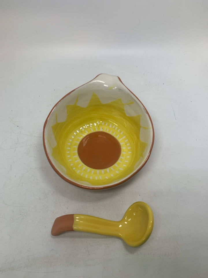 2 PC SANTA CRUZ SUNFLOWER BOWL W/ SPOON *CRAZING DAMAGE.