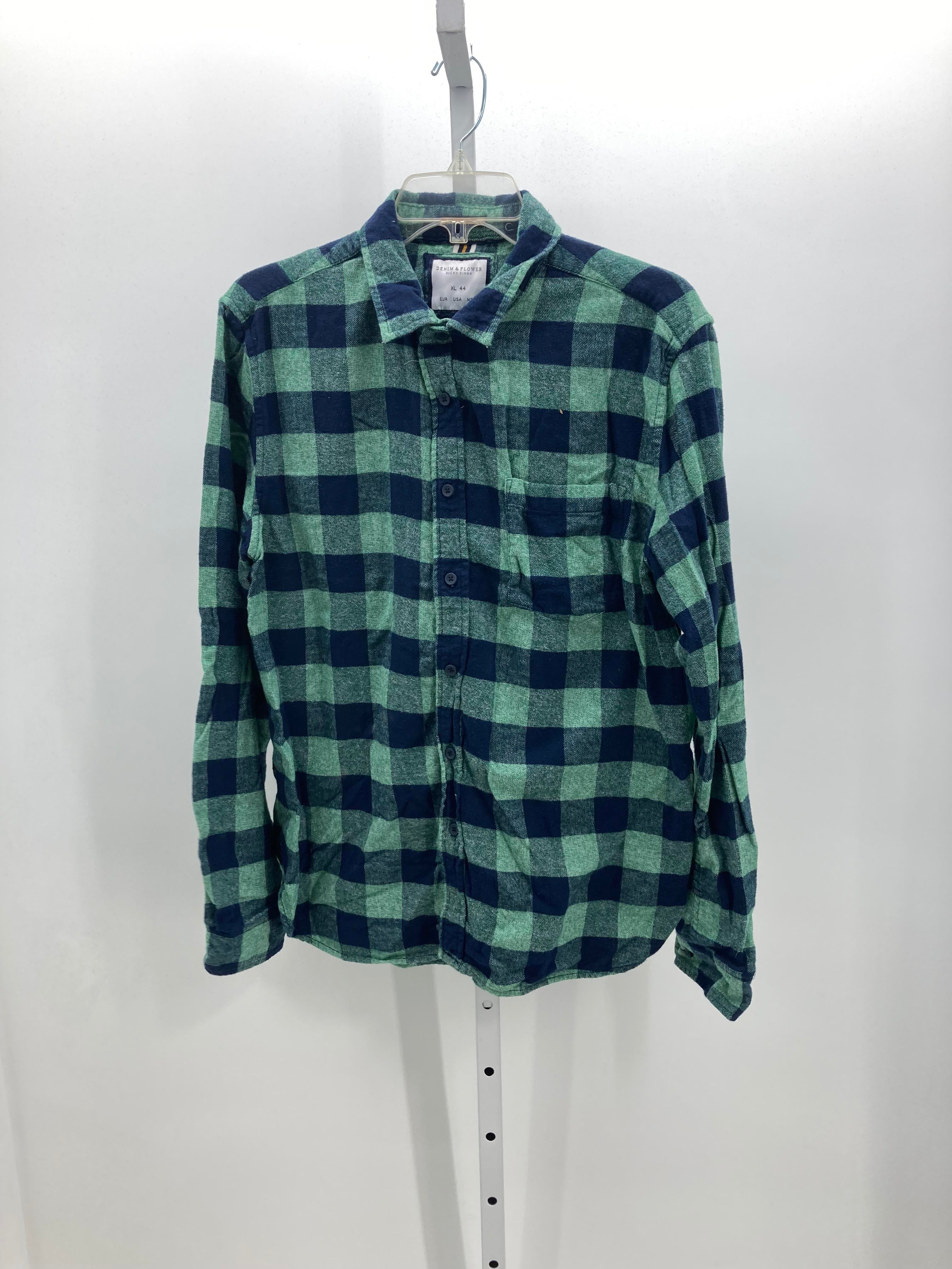 BLUE PLAID BTN DOWN.