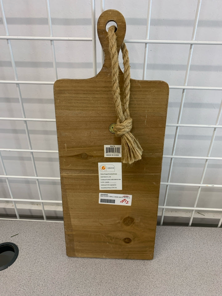RUSTIC WOODEN "EAT" SIGN CUTTING BOARD.