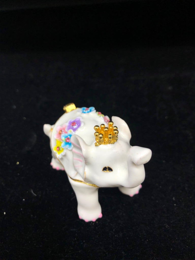 ELEPHANT W CROWN TRINKET BOX.