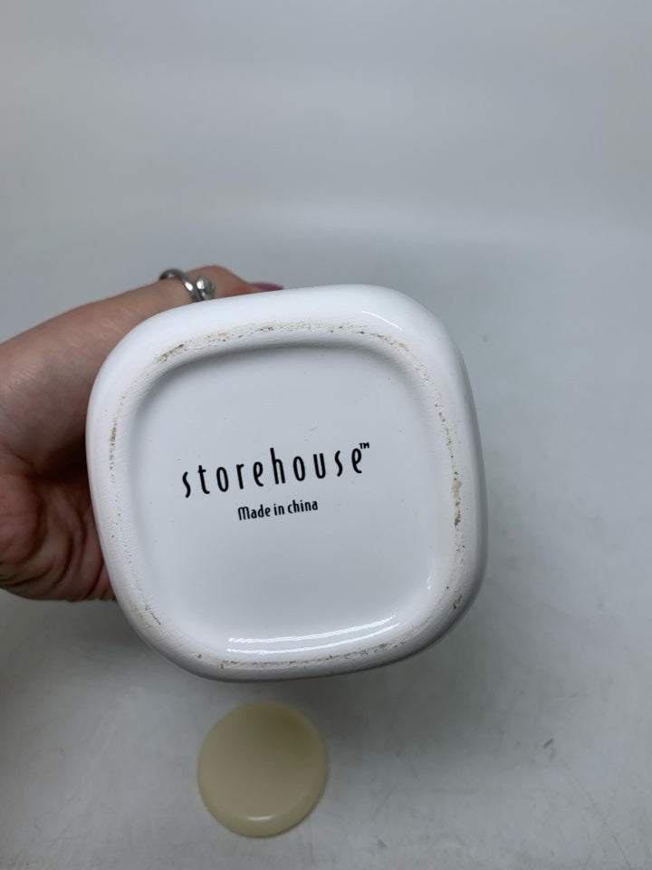 WHITE CERAMIC MILK BOTTLE W/ CAP.
