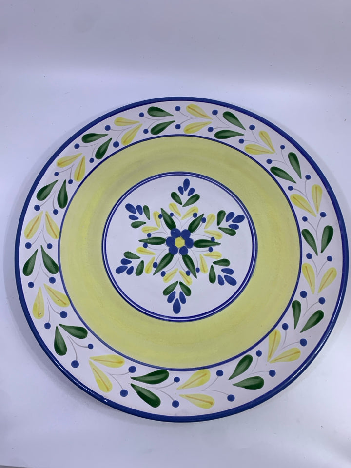 EARTHENWARE BLUE & YELLOW FLORAL PLATTER PIER1.