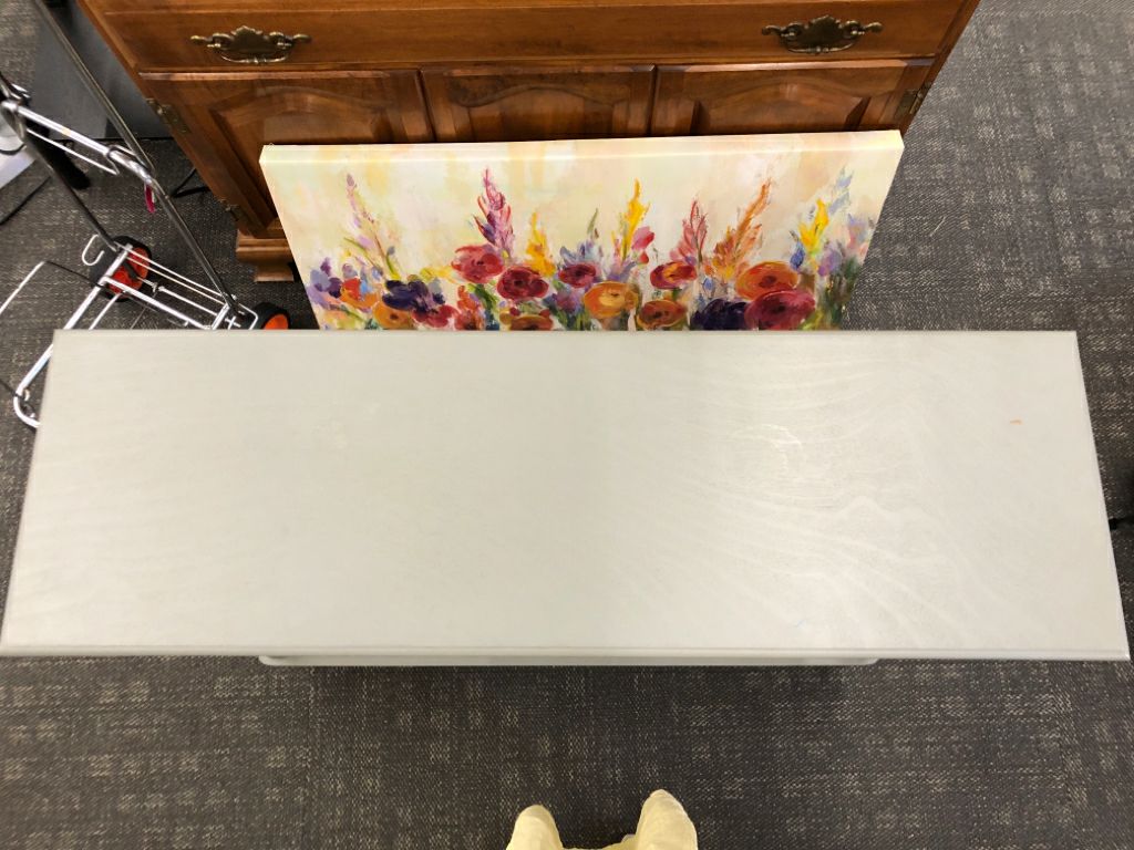 2 TIER GREY CONSOLE TABLE.