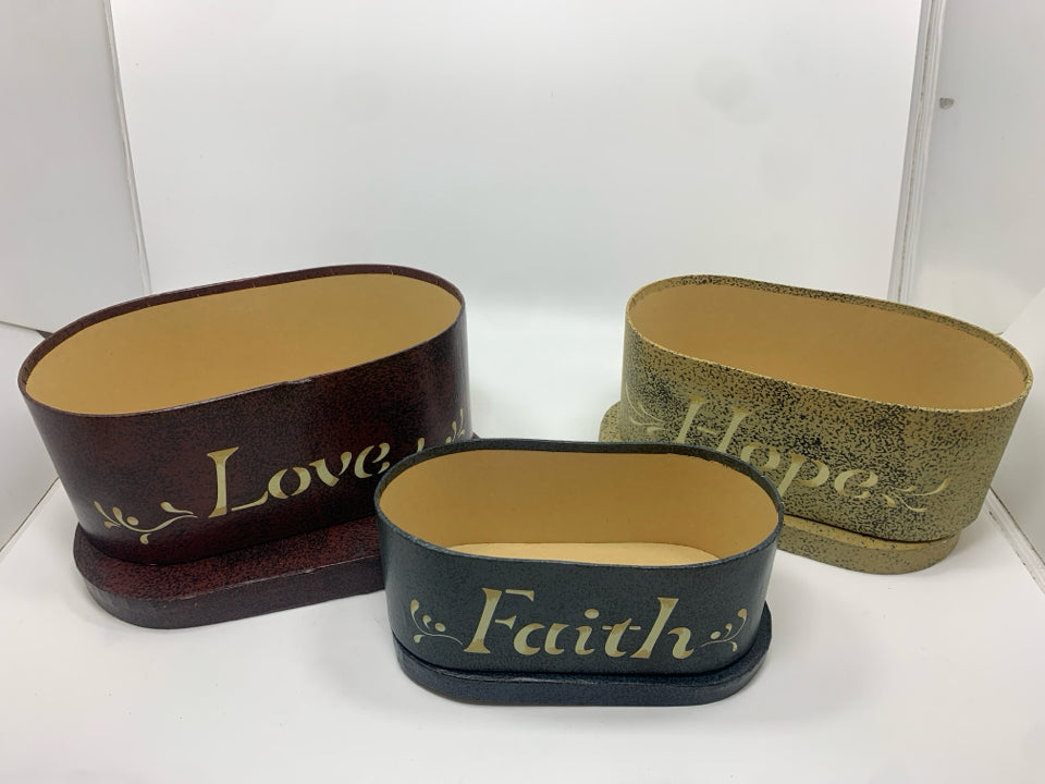 FAITH HOPE LOVE OVAL NESTING BOXES.