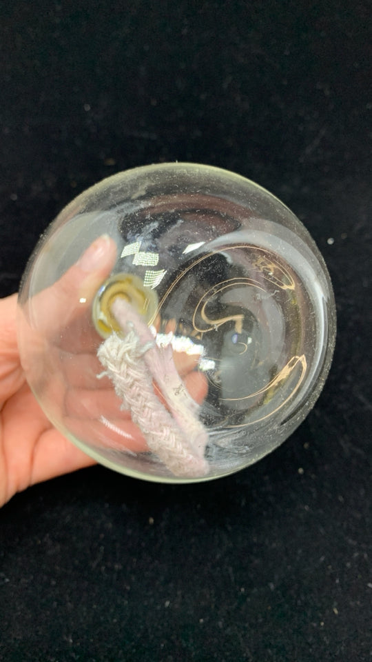 SMALL CLEAR GLASS OIL LANTERN BALL.