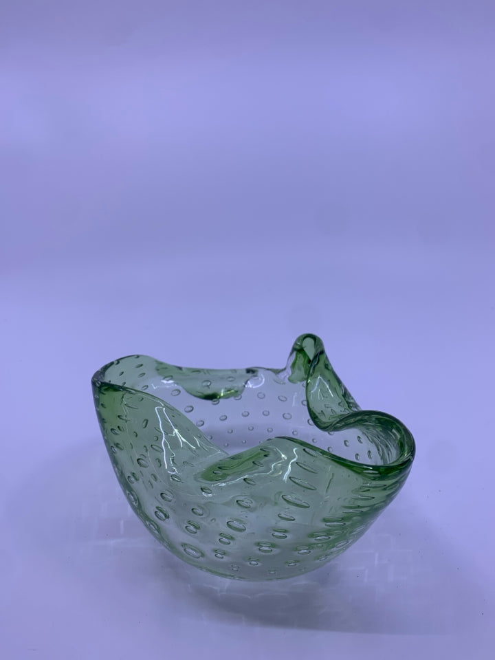 BUBBLE GREEN GLASS BOWL.