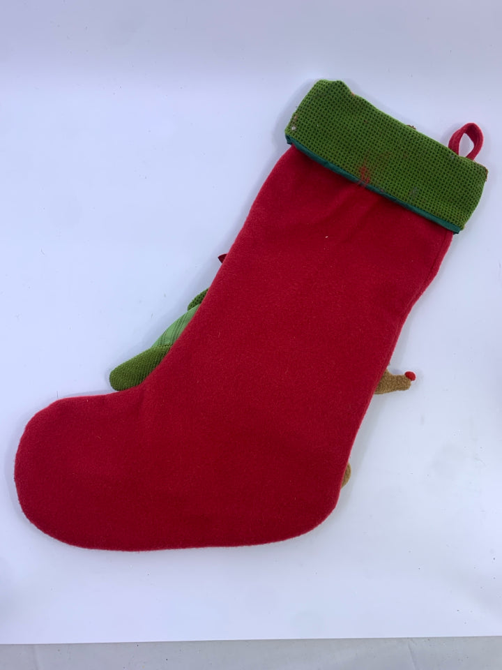 SNOWMAN AND REINDEER STOCKING.