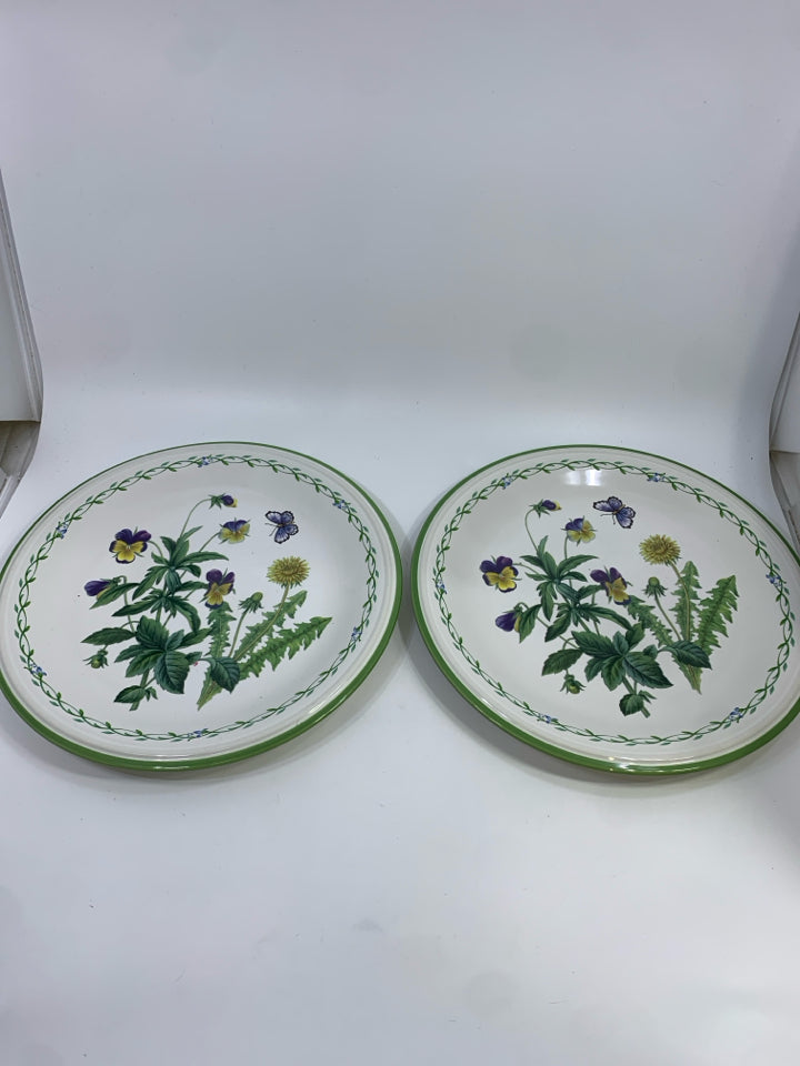2 GARDEN BLOOM PLATES W /BUTTERFLY & FLOWERS.