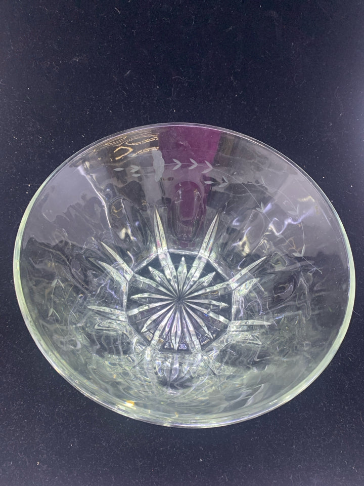 PRINCESS HOUSE ETCHED CUT GLASS BOWL SERVING BOWL.