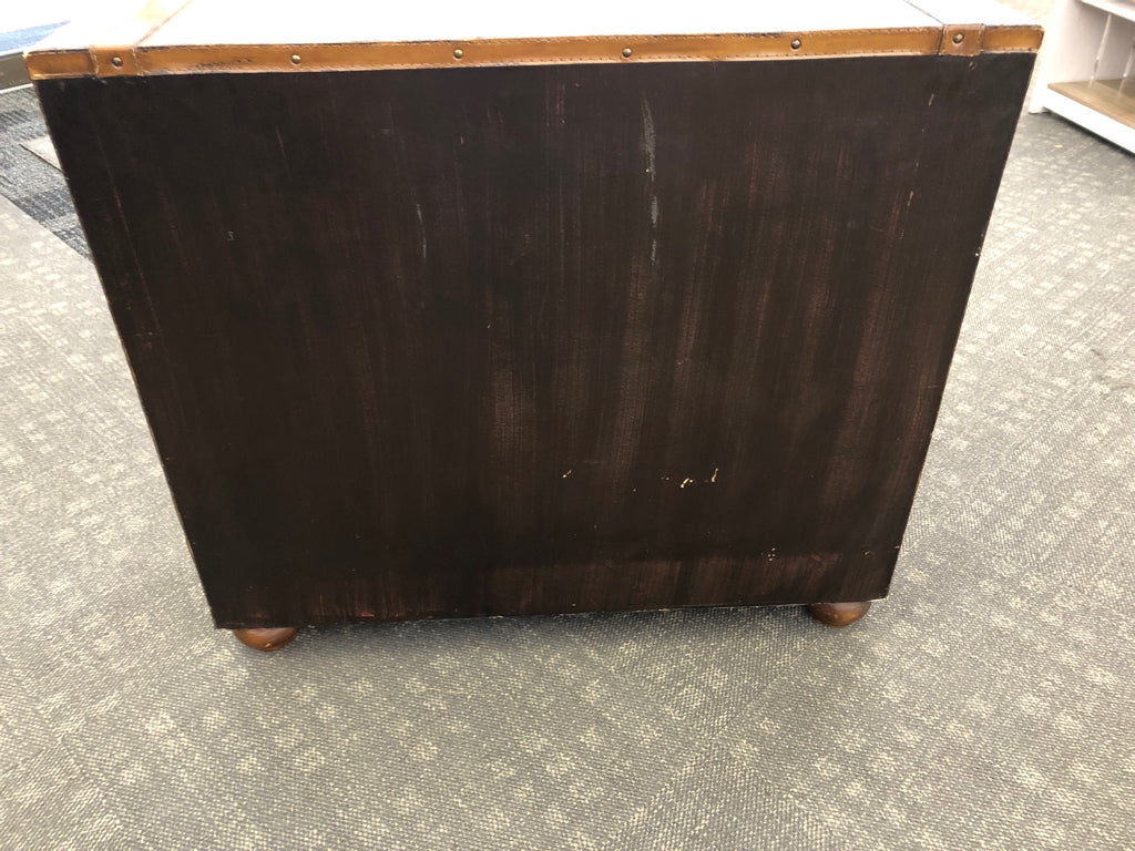 MAP FAUX LEATHER DESIGN CONSOLE TABLE/CABINET W/ SHELF.