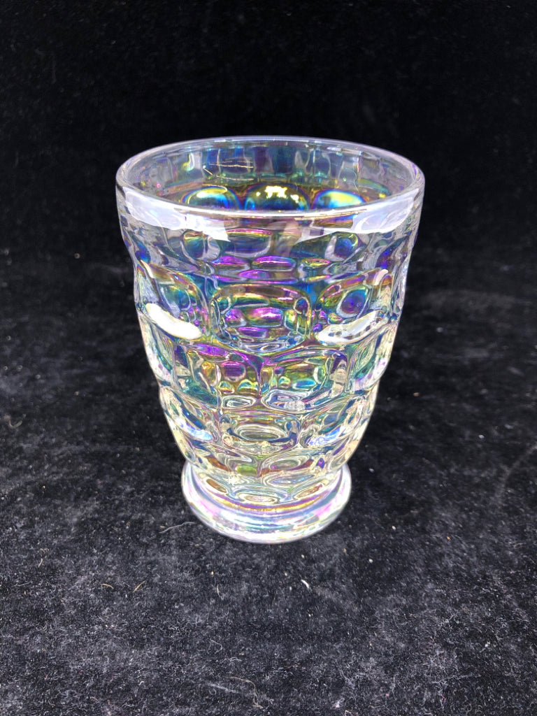 4 IRIDESCENT DIVET JUICE GLASSES.