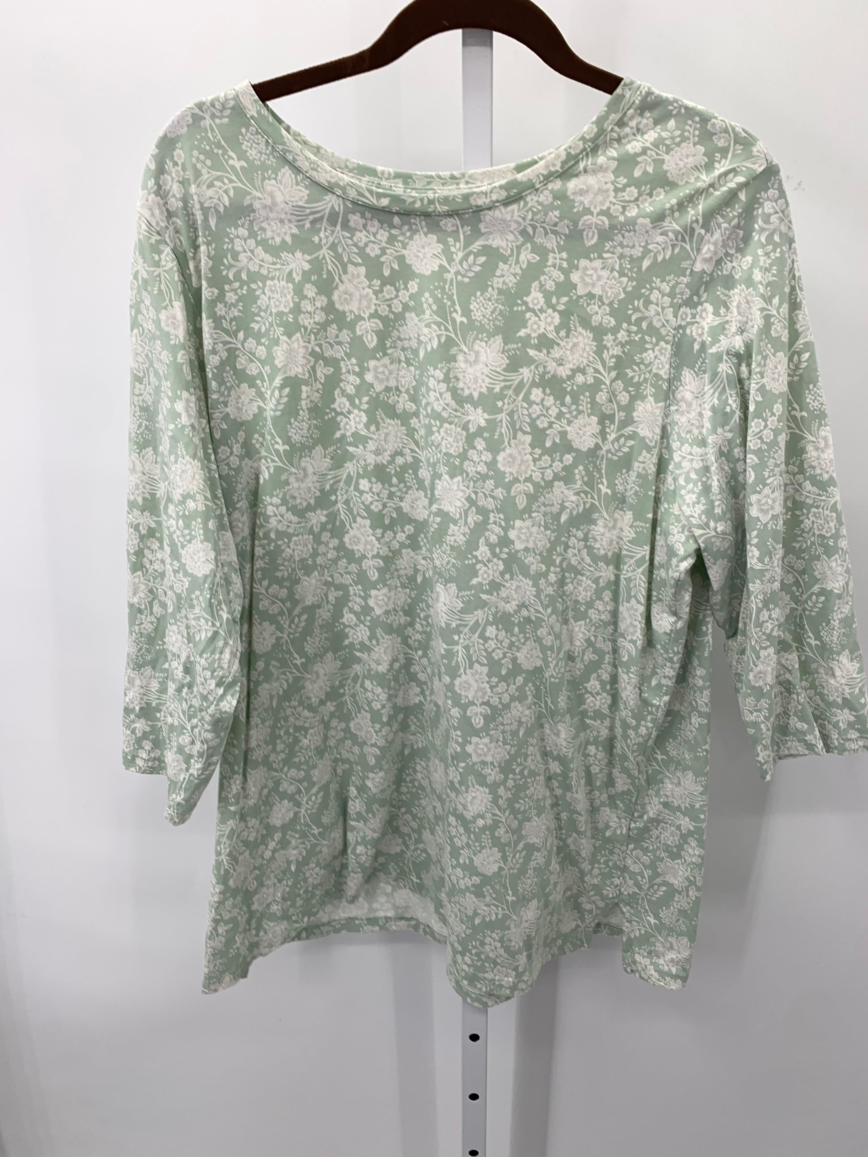 Lands End Size 1X Womens 3/4 Sleeve Shirt