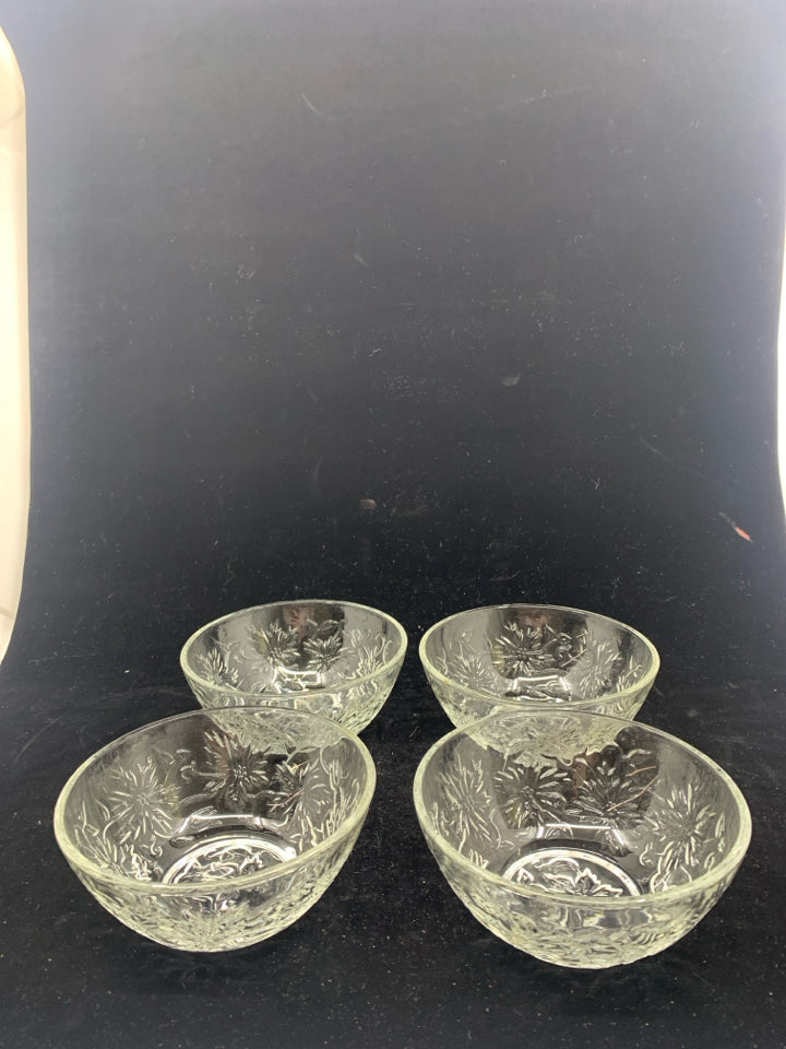 FANTASIA 4 GLASS BOWLS- POINSETTIA.