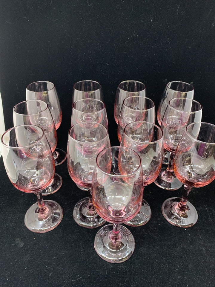 14 PINK WINE GLASSES.