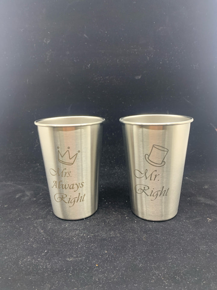 2 STAINLESS STEEL TUMBLERS.