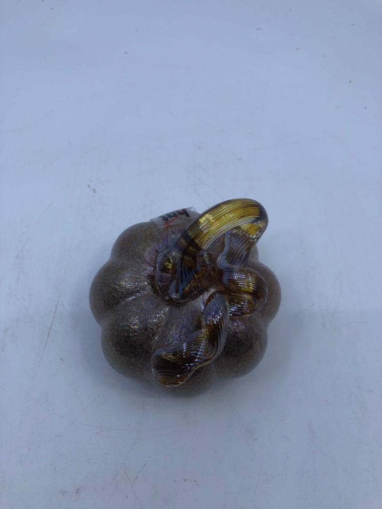 GOLD TEXTURED GLASS PUMPKIN.