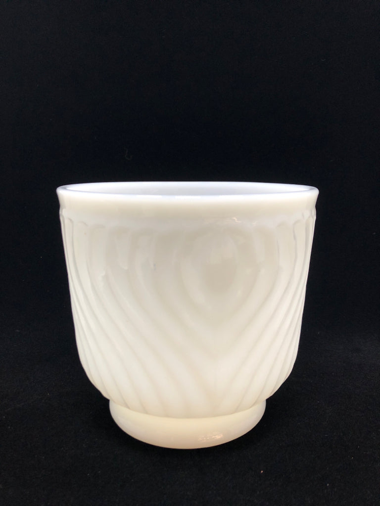 WAVY EDGE MILK GLASS VASE.