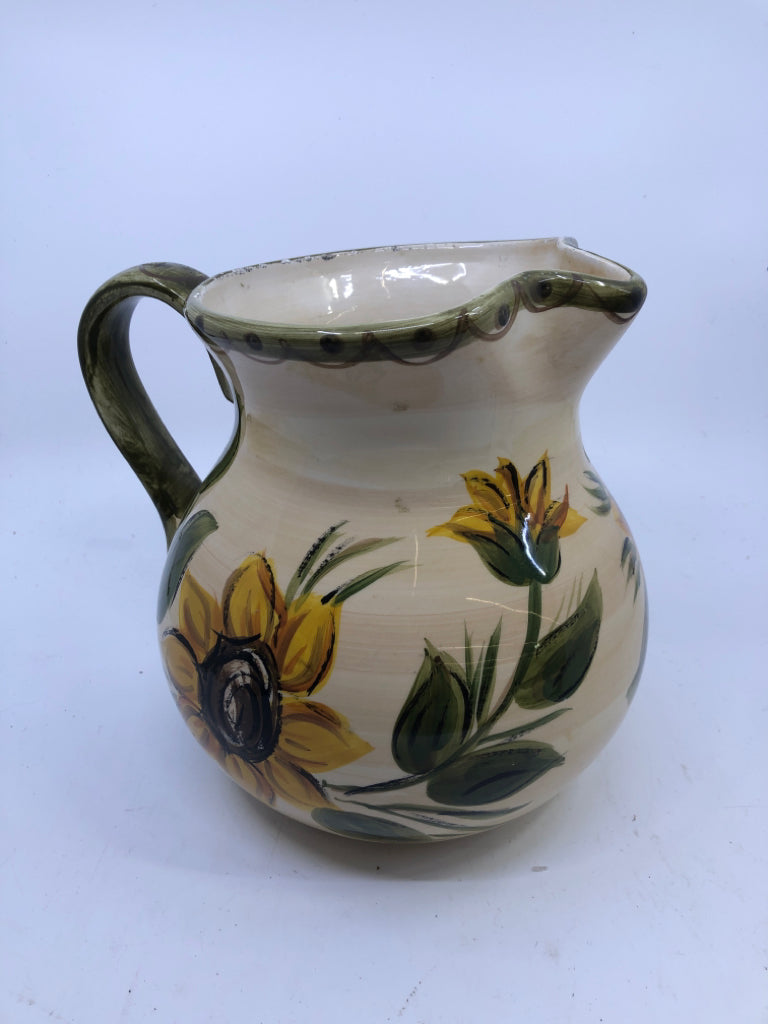 LARGE SUNFLOWER PITCHER.