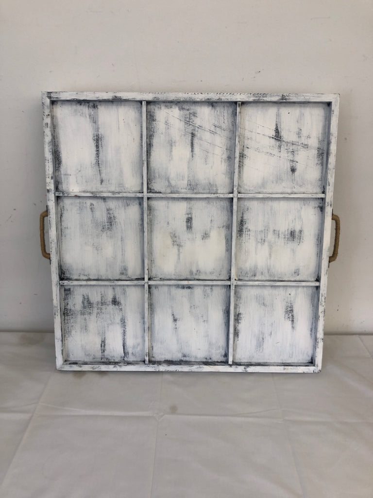 WHITE DISTRESSED 9 DIVIDED DECORATIVE TRAY