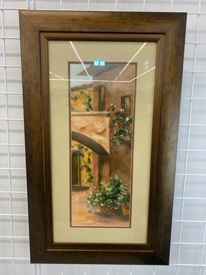MEDITERRANEAN VILLA COURTYARD FRAMED PRINT.