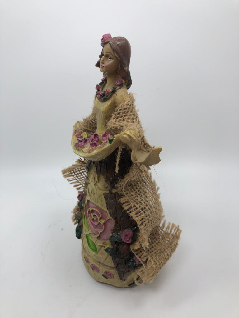 MUSICAL ANGEL FIGURINE PURPLE ROSES.